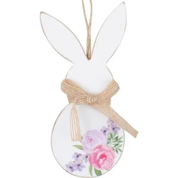 Velikonoční dekorace Zajíc s květinovým vzorem na zavěšení 13 cm