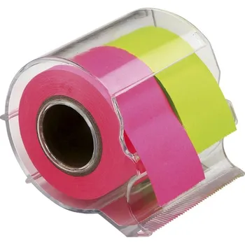 Samolepící bloček Samolepicí papírky 2,5cm x 10m s odvíječem, 2 barvy, neon A0970