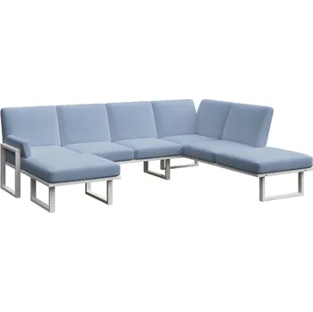 Zahradní pohovka Modrá zahradní pohovka do "U" MESONICA Soledo s bílou podnoží 281 cm