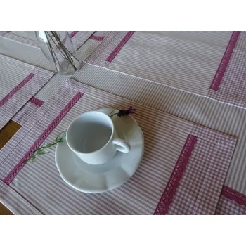 prostírání Prostírání růžové kostičky a proužky s růžovou krajkou 4ks 40x30cm