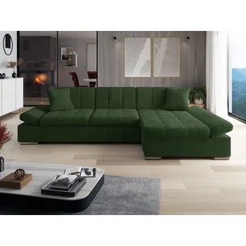 Sedací souprava Rohová sedačka na každodenní spaní MARLA - zelená, pravý roh