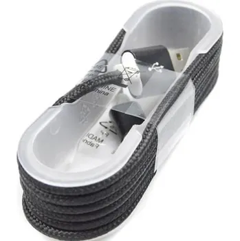 Datový kabel Nylonový USB Lightning kabel pro Apple - černý