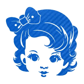 Samolepicí dekorace na vozidlo Dítě v autě 110 levá holčička s mašlí (57 - 3D karbon modrý) SAMOLEPKA NA AUTO, NÁLEPKA, FÓLIE, POLEP, TUNING, VLASTNÍ TEXT, TISK, AUTOSAMOLEPKY.cz, POLEPY, OBRÁZEK, LOGO, 3D STICKERS