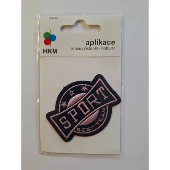 Textilní nažehlovací páska Nažehlovačka Sport - růžovo-modrá 6x5cm