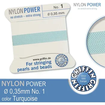Nit NYLON Power velmi pevná nit GRIFFIN síla nitě 0,35mm barva Turquoise