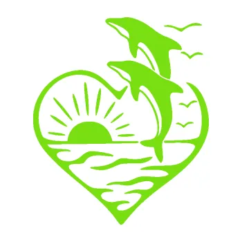 Samolepící dekorace Delfíni 002 levá západ slunce (04 - zelená kawasaki) SAMOLEPKA NA AUTO, NÁLEPKA, FÓLIE, POLEP, TUNING, VLASTNÍ TEXT, TISK, AUTOSAMOLEPKY.cz, POLEPY, OBRÁZEK, LOGO, 3D STICKERS