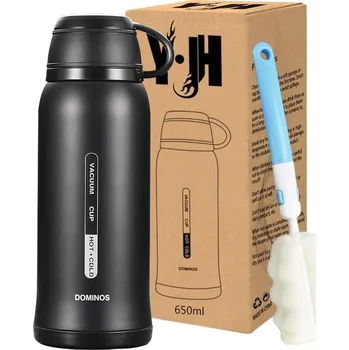 Termoska Termoska 650 ml černá - Y·J&H (Vakuově izolovaná láhev na pití z ušlechtilé oceli 650 ml černá - Y·J&H)