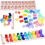 Mamido Montessori dřevěná hra s čísly a magnetickým prutem 77 dílků