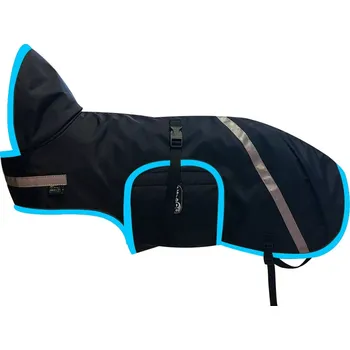 Obleček pro psa Pláštěnka S BAR.LEMEM (40cm, černá-tyrkys)