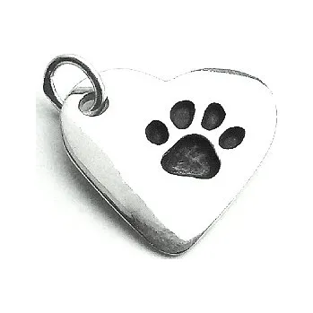 Přívěsek Stříbrný přívěsek srdce s tlapkou - DN62 (Stříbrná tlapka v srdci)