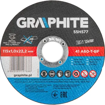 Řezný kotouč Graphite Řezné kotouče na kov 115 x 1 x 22,2 mm, 41 A60-T-BF, 10 ks