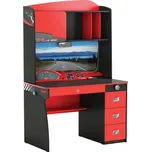 Multifunkční psací stůl Rally s nástavcem - červená/černá