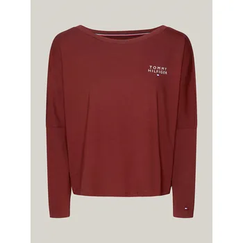 Dámské tričko s dlouhým rukávem UW0UW04153 DW5 kaštanové - Tommy Hilfiger XL