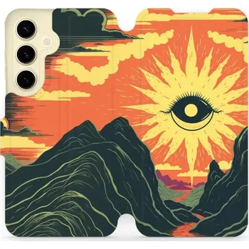 Pouzdro na mobilní telefon Flipové pouzdro Mobiwear - Samsung Galaxy S24 - VP55S Sluneční oko (Knížkové flip pouzdro, obal, kryt na mobil Samsung Galaxy S24 - VP55S Sluneční oko, materiál Umělá kůže + TPU - ochrana 360°, stojánek, silikonová vanička, magnetické zavírání)