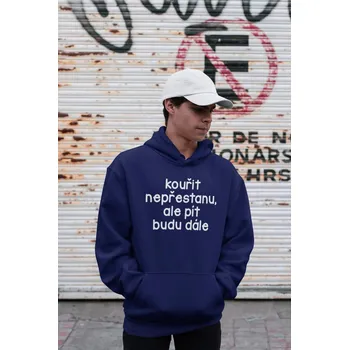 Pánská mikina Pánská mikina Kouřit nepřestanu Barva: Kráľovská modrá, Velikost: 4XL