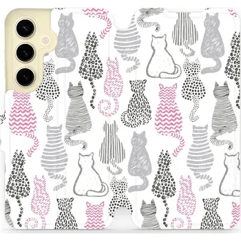 Pouzdro na mobilní telefon Flipové pouzdro Mobiwear - Samsung Galaxy S24 - MX01S Kočičí zádíčka (Knížkové flip pouzdro, obal, kryt na mobil Samsung Galaxy S24 - MX01S Kočičí zádíčka, materiál Umělá kůže + TPU - ochrana 360°, stojánek, silikonová vanička, magnetické zavírání)