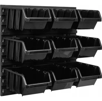 ProfiGaráž Stěna na nářadí 39 x 39cm + 9 boxů BLACK