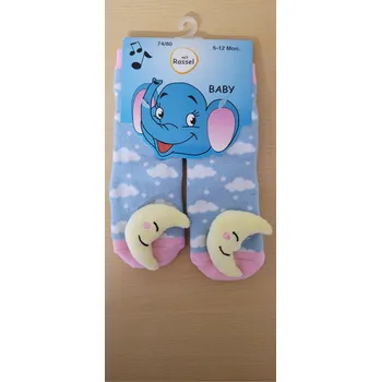 Kojenecké ponožky s chrastítkem, s ABS Barva: mix holka, Velikost: 62-68, Počet párů v sadě: 1