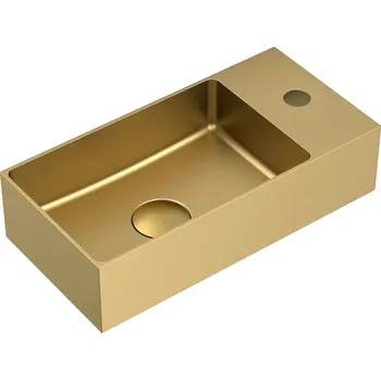 Umyvadlo Sapho AURUM nerezové umývátko 36,5x18cm, včetně výpusti, levé/pravé, zlato mat AU204