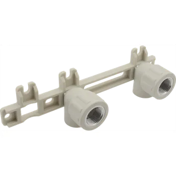 Instalatérský materiál FV - Plast PPR koleno nástěnné dvojité 20 x 1/2" s nastavitelnou roztečí 100 a 150 mm