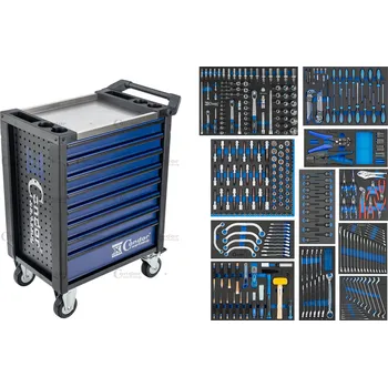 Condor vozík montážní vybavený, 8 zásuvek, modro - černý, Luxury 372 dílů - 100-08024