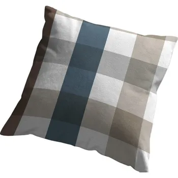 Povlak na dekorativní polštářek Dekorativní povlak na polštář 45x45 béžová tmavě modrá bílá kostkovaná 4136 A detex
