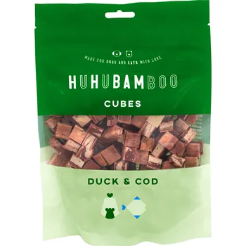 Pamlsek pro psa Huhubamboo kostky s kachním a treskou 250g