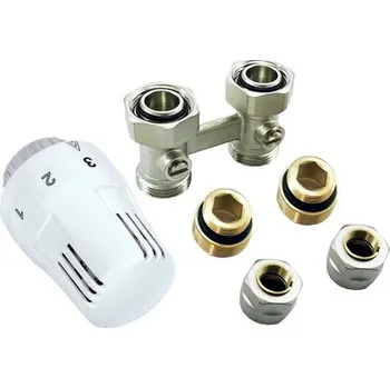 Hlavice pro radiátor VK KIT přímý - šroubení, 2x redukce, 2x Cu15, termostatická hlavice