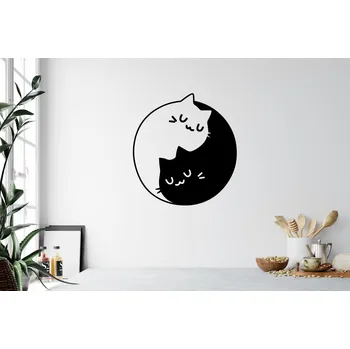 Samolepící dekorace Lepy.cz Samolepka na zeď Yin a yang Kočka Velikost (šířka x výška): 85x92cm, Barevná varianta: Lípová zelená