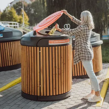 Popelnice Přístřešek na popelnici SemiQ bin - obložení: dřevo