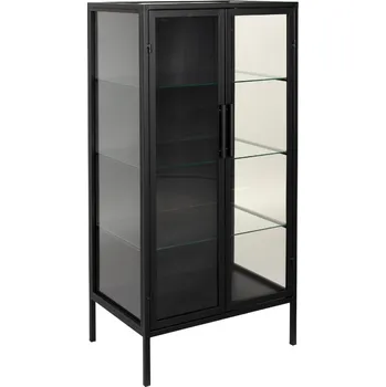 Knihovna White Label Černá kovová vitrína WLL ROB 103 x 52 cm