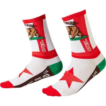 Pánské ponožky Oneal Dlouhé ponožky O'NEAL MTB PERFORMANCE CALIFORNIA, červená-bílá-hnědá - S/M (39-42)