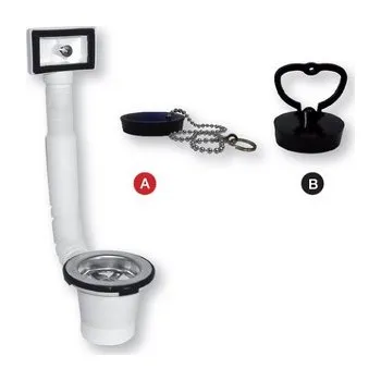 Ventil Dřezový výtokový ventil s univerzálním přepadem a zátkou 1"1/2