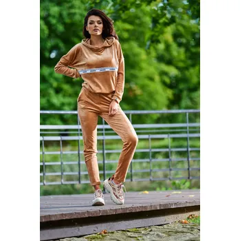 Sametové kalhoty s předními kapsami A372 Barva: Béžová, Velikost: S