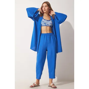 Cizojazyčná kniha Happiness İstanbul Women's Dark Blue Kimono Pants Suit Happiness İstanbul světle modrá 2389049