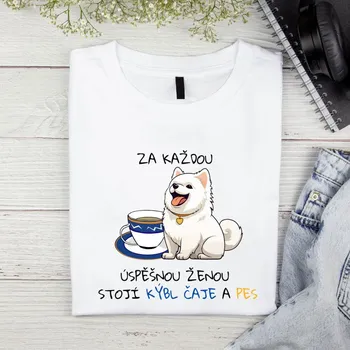 Dámské tričko Dámské tričko - Za každou úspěšnou ženou stojí kýbl čaje a pes Velikost: L
