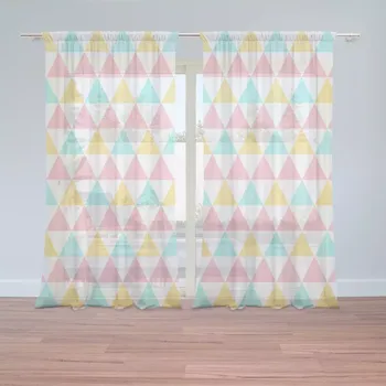 Záclona Záclony Tříbarevné trojúhelníky: 2 ks - 150x250 cm - Sablio