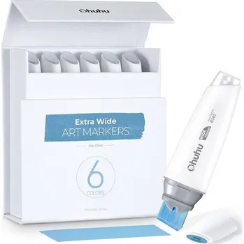 Kaligrafické fixy OHUHU Extra Broad, 6ks Sky Glass