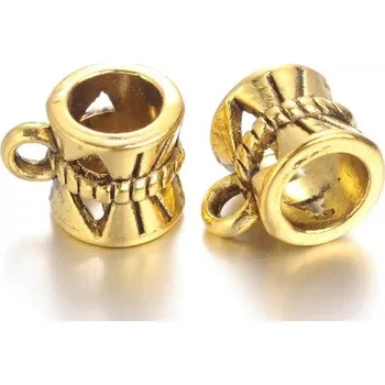 Materiál na výrobu šperku Korálek kovový s očkem - zlatý 10×7mm (2ks)