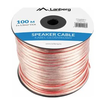 Audio kabel Lanberg reproduktorový kabel 2x1,5mm2 100m transparentní