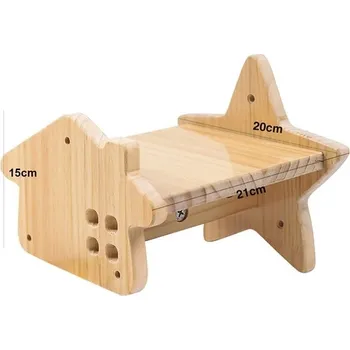 Nástěnné kočičí schody s hrazdou a škrabadlem - nástěnná police 02