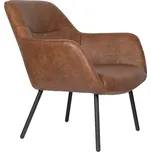 White Label Hnědé koženkové lounge křeslo WLL DUDE