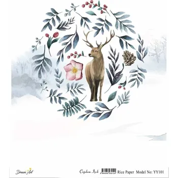Umělecký papír Cadence Rýžový papír Cadence, A4 - Jelen v kruhu z listí