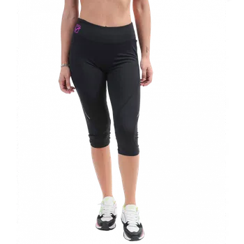 dámské 3/4 fitness legíny Donna M černá/fuxiová 1006