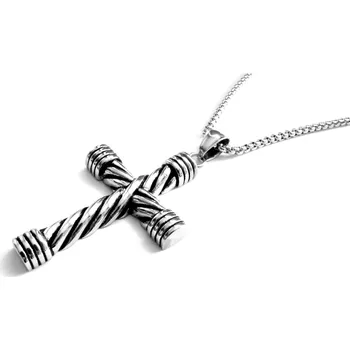 Náhrdelník Steel Jewelry Řetízek s Přívěskem Kříž z chirurgické oceli NH141104 dárkové balení zdarma