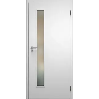 Interiérové dveře SAPELI ELEGANT KOMFORT M60 - CPL LAMINÁT - OTOČNÉ DVEŘE VČ. ZÁRUBNĚ - Bílá pór Průchozí šířka (cm): 80, Průchozí výška (cm): 197, Typ skla: Satináto bílé