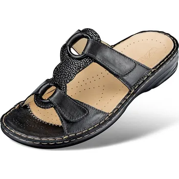 Dámská zdravotní obuv Dámské elegantní pantofle s pásky na suchý zip, hladká useň, černá: 43