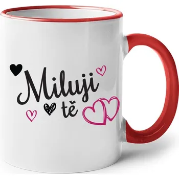 Hrneček pro zamilované Miluji tě, Barva Červená, Velikost 330 ml, Canvas Keramický hrnek s barevným uchem Bezvatriko.cz 0780