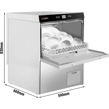 Myčka nádobí G.Gastro Myčka nádobí - dotyková - 3,55 kW - s čerpadlem mycího prostředku, oplachovým čerpadlem a vypouštěcím čerpadlem