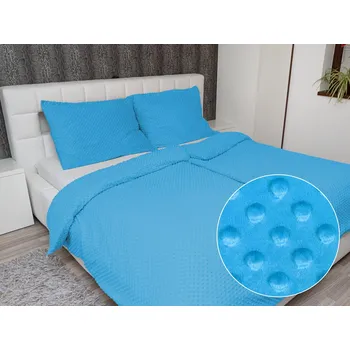 Povlečení Hřejivé ložní povlečení Minky 3D puntíky MKP-034 Modré Jednolůžko 140x200 a 70x90 cm